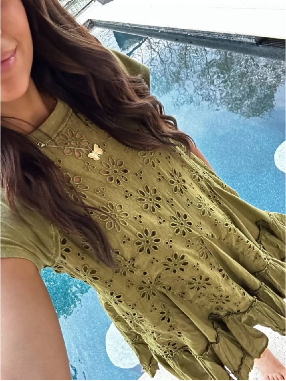 Free People Sadler Mini Dress Olive Green